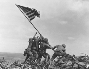 Marines raised the American flag of victory atop Mt. Suribachi on February 23, 1945.